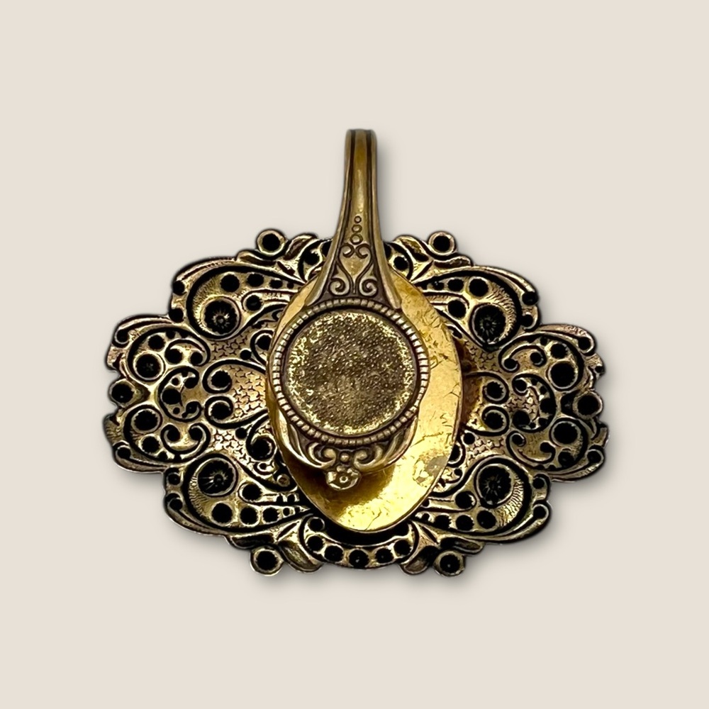 Vintage Mixed Metal Spoon Utensil Rabbit Dress Clip Brooch Beautiful - Picture 2 of 2